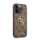 Guess PU 4G Metal Logo Apple iPhone 14 Pro hátlap tok, barna