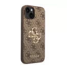 Guess PU 4G Metal Logo Apple iPhone 14 Plus hátlap tok, barna