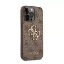 Guess PU 4G Metal Logo Apple iPhone 14 Pro Max hátlap tok, barna
