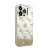   Guess Peony Glitter Script Logo Apple iPhone 14 Pro hátlap tok, arany