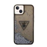   Guess Liquid Glitter Triangle Logo Apple iPhone 14 hátlap tok, fekete