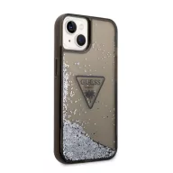   Guess Liquid Glitter Triangle Logo Apple iPhone 14 Plus hátlap tok, fekete