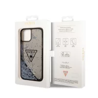   Guess Liquid Glitter Triangle Logo Apple iPhone 14 Plus hátlap tok, fekete