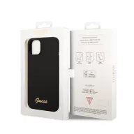   Guess Liquid Silicone Metal Logo Apple iPhone 14 Plus hátlap tok, fekete