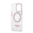 Guess Transparent MagSafe Apple iPhone 13 Pro hátlap tok, rózsaszín
