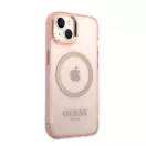 Guess Translucent MagSafe Apple iPhone 14 Plus hátlap tok, rózsaszín