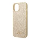 Guess Glitter Flakes Metal Logo Apple iPhone 14 hátlap tok, arany