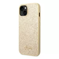   Guess Glitter Flakes Metal Logo Apple iPhone 14 Plus hátlap tok, arany