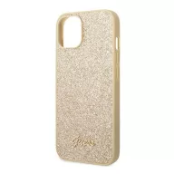   Guess Glitter Flakes Metal Logo Apple iPhone 14 Plus hátlap tok, arany