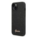 Guess Glitter Flakes Metal Logo Apple iPhone 14 Plus hátlap tok, fekete