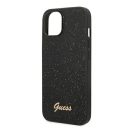 Guess Glitter Flakes Metal Logo Apple iPhone 14 Plus hátlap tok, fekete
