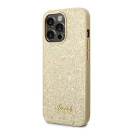   Guess Glitter Flakes Metal Logo Apple iPhone 14 Pro hátlap tok, arany