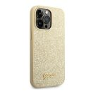 Guess Glitter Flakes Metal Logo Apple iPhone 14 Pro hátlap tok, arany