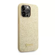   Guess Glitter Flakes Metal Logo Apple iPhone 14 Pro hátlap tok, arany