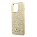 Guess Glitter Flakes Metal Logo Apple iPhone 14 Pro hátlap tok, arany