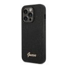 Guess Glitter Flakes Metal Logo Apple iPhone 14 Pro hátlap tok, fekete