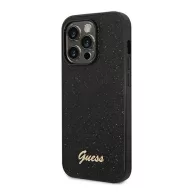   Guess Glitter Flakes Metal Logo Apple iPhone 14 Pro hátlap tok, fekete