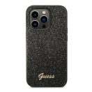Guess Glitter Flakes Metal Logo Apple iPhone 14 Pro hátlap tok, fekete