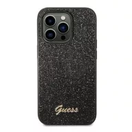   Guess Glitter Flakes Metal Logo Apple iPhone 14 Pro hátlap tok, fekete