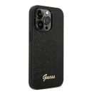 Guess Glitter Flakes Metal Logo Apple iPhone 14 Pro hátlap tok, fekete