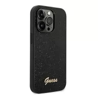   Guess Glitter Flakes Metal Logo Apple iPhone 14 Pro hátlap tok, fekete