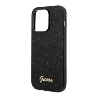  Guess Glitter Flakes Metal Logo Apple iPhone 14 Pro hátlap tok, fekete