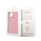 Guess Croco with Metal Camera Outline Apple iPhone 14 Plus hátlap tok, rózsaszín