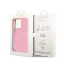 Guess Croco with Metal Camera Outline Apple iPhone 14 Pro hátlap tok, rózsaszín