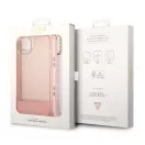 Guess Camera Outline Translucent Apple iPhone 14 Plus hátlap tok szíjjal, rózsaszín