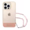 Guess Camera Outline Translucent Apple iPhone 14 Pro Max hátlap tok szíjjal, rózsaszín