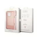 Guess Camera Outline Translucent Apple iPhone 14 Pro Max hátlap tok szíjjal, rózsaszín