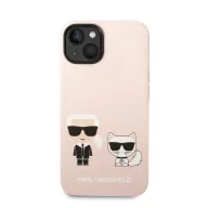   Karl Lagerfeld and Choupette Liquid szilikon hátlap tok Apple iPhone 14 Plus, rózsaszín