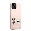Karl Lagerfeld and Choupette Liquid szilikon hátlap tok Apple iPhone 14 Plus, rózsaszín