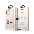 Karl Lagerfeld and Choupette Liquid szilikon hátlap tok Apple iPhone 14 Plus, rózsaszín