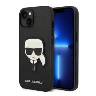  Karl Lagerfeld Head Saffiano bőr hátlap tok Apple iPhone 14 Plus, fekete