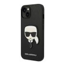 Karl Lagerfeld Head Saffiano bőr hátlap tok Apple iPhone 14 Plus, fekete