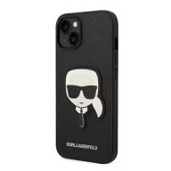   Karl Lagerfeld Head Saffiano bőr hátlap tok Apple iPhone 14 Plus, fekete