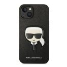 Karl Lagerfeld Head Saffiano bőr hátlap tok Apple iPhone 14 Plus, fekete