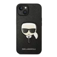   Karl Lagerfeld Head Saffiano bőr hátlap tok Apple iPhone 14 Plus, fekete