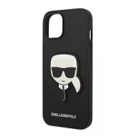   Karl Lagerfeld Head Saffiano bőr hátlap tok Apple iPhone 14 Plus, fekete