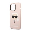 Karl Lagerfeld Head Liquid szilikon hátlap tok Apple iPhone 14 Pro, rószaszín