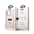 Karl Lagerfeld Head Liquid szilikon hátlap tok Apple iPhone 14 Pro, rószaszín