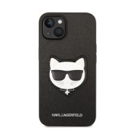   Karl Lagerfeld Choupette Head Saffiano bőr hátlap tok Apple iPhone 14 Plus, fekete