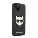 Karl Lagerfeld Choupette Head Saffiano bőr hátlap tok Apple iPhone 14 Plus, fekete