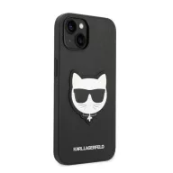   Karl Lagerfeld Choupette Head Saffiano bőr hátlap tok Apple iPhone 14 Plus, fekete