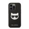Karl Lagerfeld Choupette Head Saffiano bőr hátlap tok Apple iPhone 14 Pro, fekete