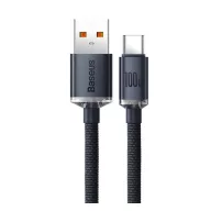  Baseus Crystal Shine USB / USB-C töltő- és adatkábel, 100W, 2m, Fekete