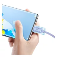  Baseus Crystal Shine USB / USB-C töltő- és adatkábel, 5A, 1,2m, ibolya