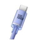 Baseus Crystal Shine USB / USB-C töltő- és adatkábel, 5A, 1,2m, ibolya