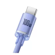   Baseus Crystal Shine USB / USB-C töltő- és adatkábel, 5A, 1,2m, ibolya